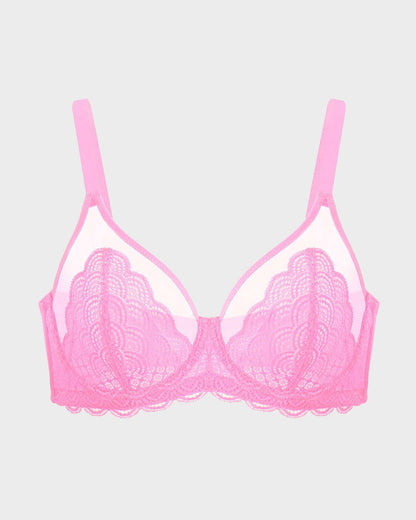 Full Coverage Lace Pink Minimizer Bra