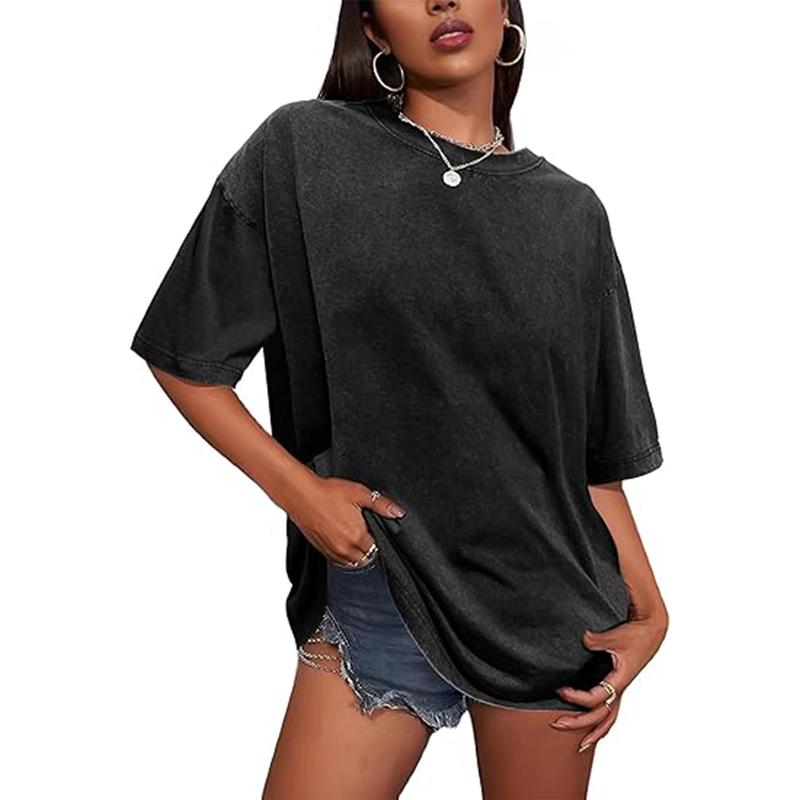 Cotton T-Shirts Oversized Short Sleeves Casual Loose Streetwear Tee Tops