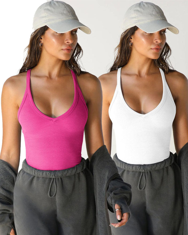 Women's Knitted Racerback Cami Tank Top(2 Pack)