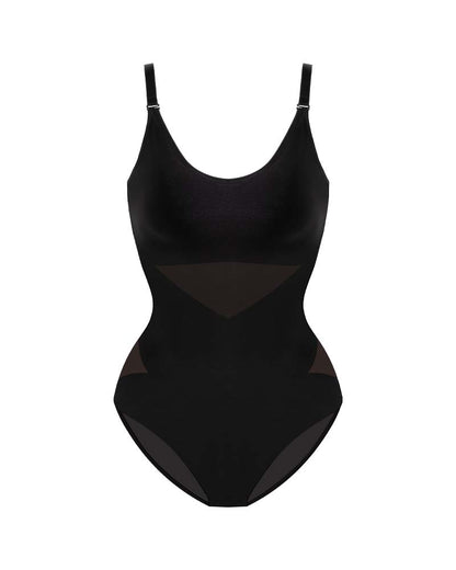 Criss-Cross Mesh Panel Sculpting Bodysuit