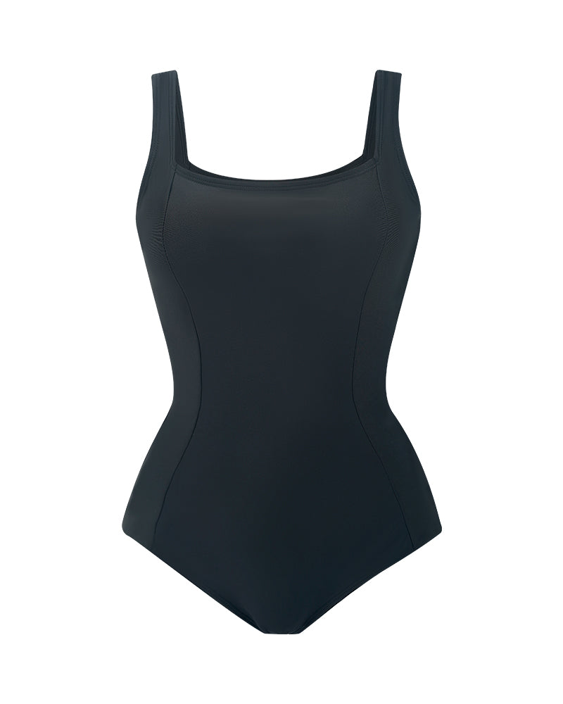 Plunging Slim Sculpt Swimsuit Lace-Up Back Tummy Control Adjustable Straps Removable Cups Swimwear