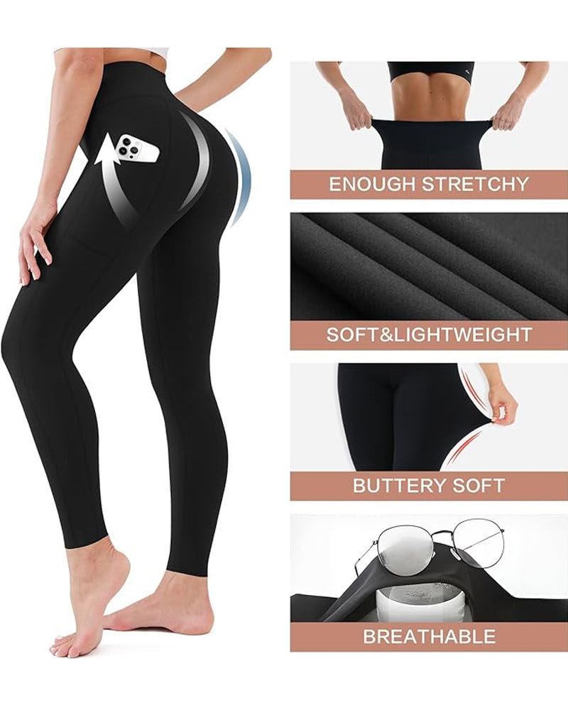 High Waisted Tummy Control Pocket Shaping Training Leggings (2 Pack)