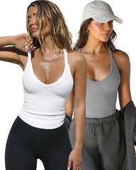 Women's Knitted Racerback Cami Tank Top(2 Pack)